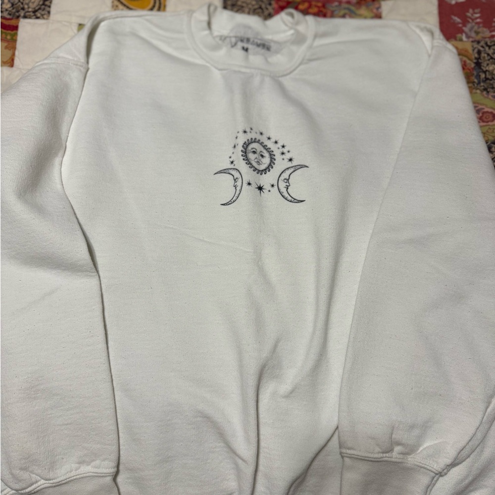 White Crescent Moon & Sun Graphic Sweatshirt